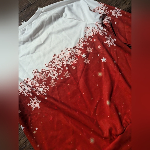 Zolucky Women’s Sweatshirt Christmas Snowflake Stars Red & White Size S NWT - Picture 14 of 16
